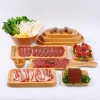 Commercial hot pot side dish plates, melamine tableware, wood-grain imitation trays, special plates for hot pot restaurants, sliced beef and mutton for plating details Picture
